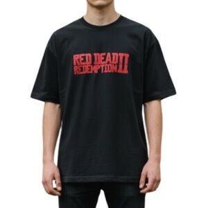Rockstar Men’s Graphic Red Dead Redemption II T-Shirt Black Red Logo Size XL